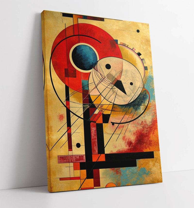 Canvas Wall Art - Abstract Red Beige Pattern Kandinsky Style Decor Print