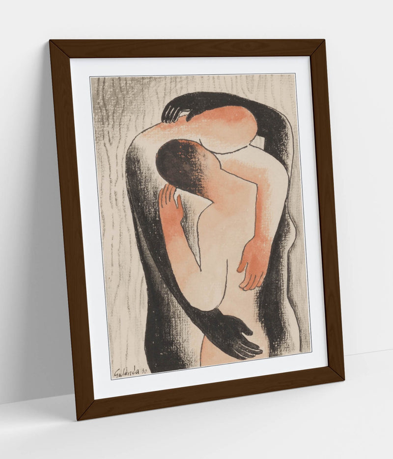 Framed Wall Art Poster - 'Mikulas Galanda, The Embrace' Handmade UK Framed Print