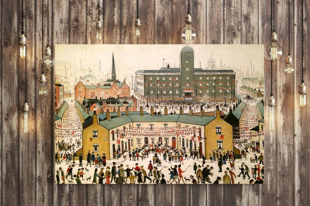 VE DAY VICTORY IN EUROPE CANVAS WALL ART PRINT ARTWORK PAINTING Ls Lowry style