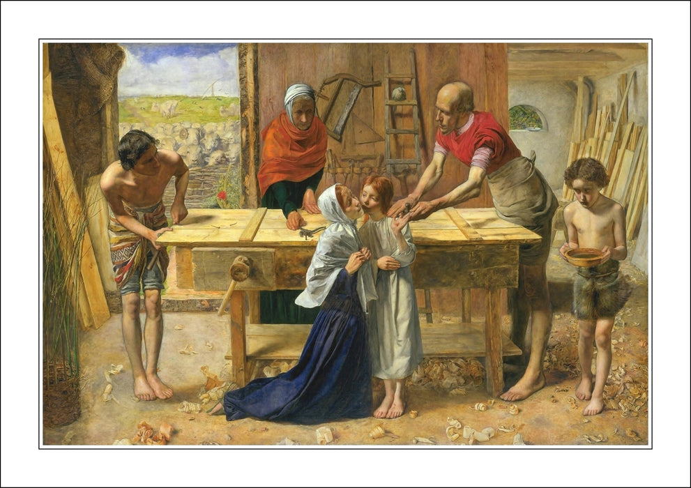 JOHN EVERETT MILLAIS CHRIST HOUSE PARENTS-ART FRAMED POSTER PICTURE PRINT- BROWN
