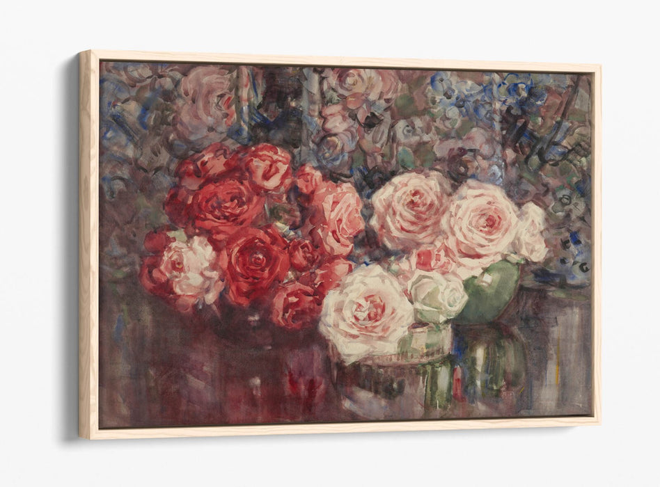 Float Effect Canvas Art - Margaret Stoddart Roses Floral Wall Print, Handmade UK
