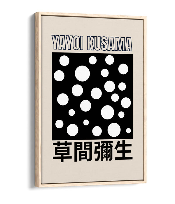 Canvas Art Print – Contemporary Black and White Polka Dot Decor with Float Effect Frame