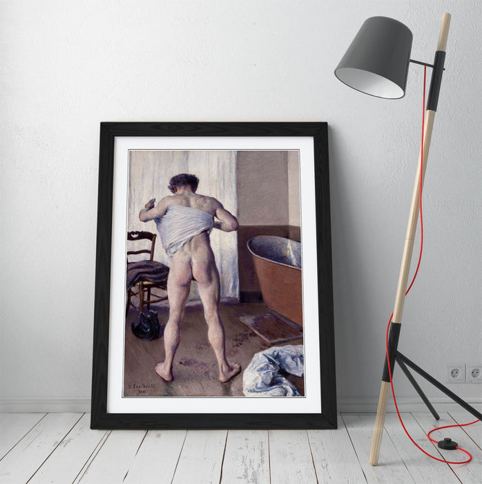 Framed Wall Art Poster - Gustave Caillebotte Man At His Bath, Matte Paper Print