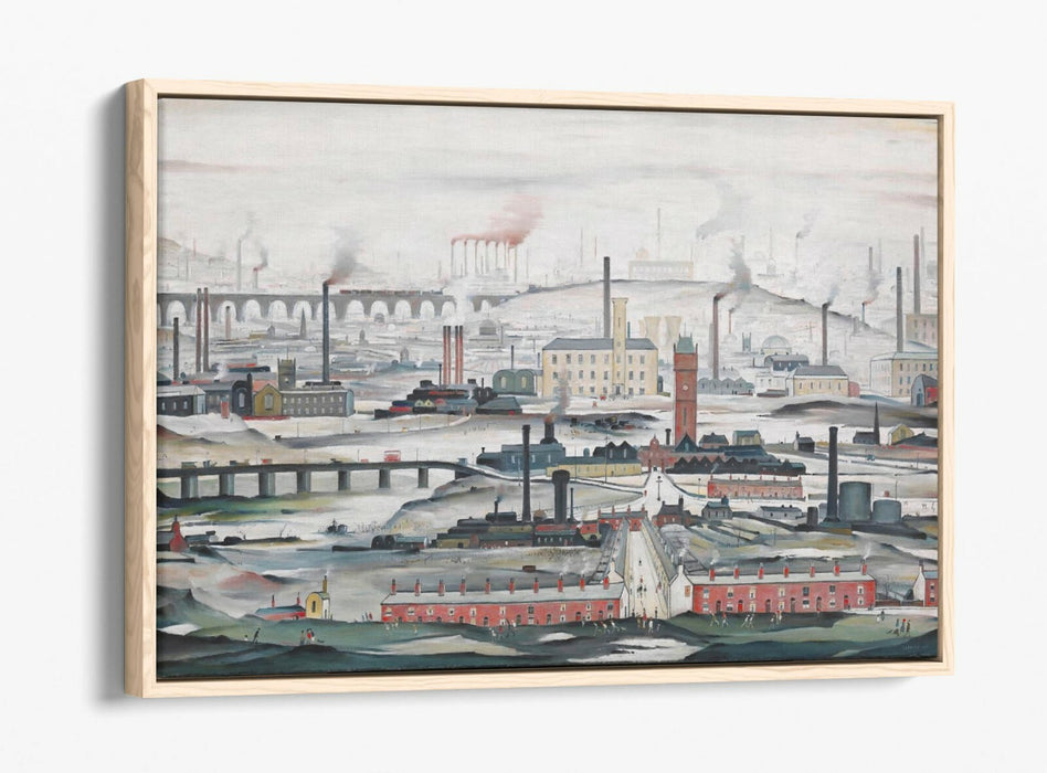 LS LOWRY INDUSTRIAL LANDSCAPE -FLOAT EFFECT CANVAS WALL ART PIC PRINT- WHITE