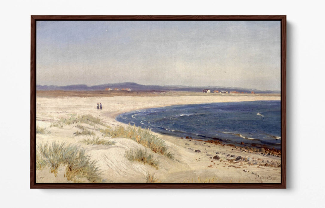 AMALDUS NIELSEN, PEOPLE ON A BEACH -FLOAT EFFECT CANVAS WALL ART PRINT