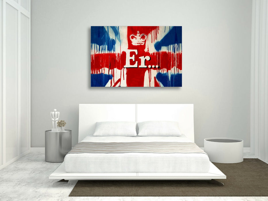 BANKSY  ER SORRY STREET ARTWORK CANVAS GRAFFITI WALL ART 30MM DEEP FRAMED PRINT