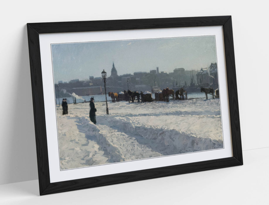 Framed Art Poster - Alfred Bergstrom Winter Scene Stockholm, Handmade UK Frame