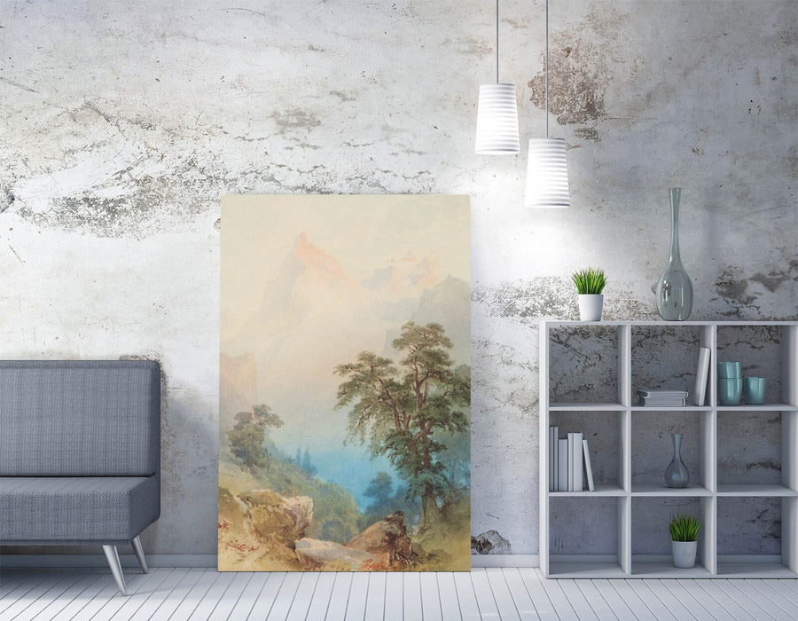NICHOLAS CHEVALIER, A VIEW OF THE ALPS -CANVAS WALL ARTWORK PICTURE PRINT