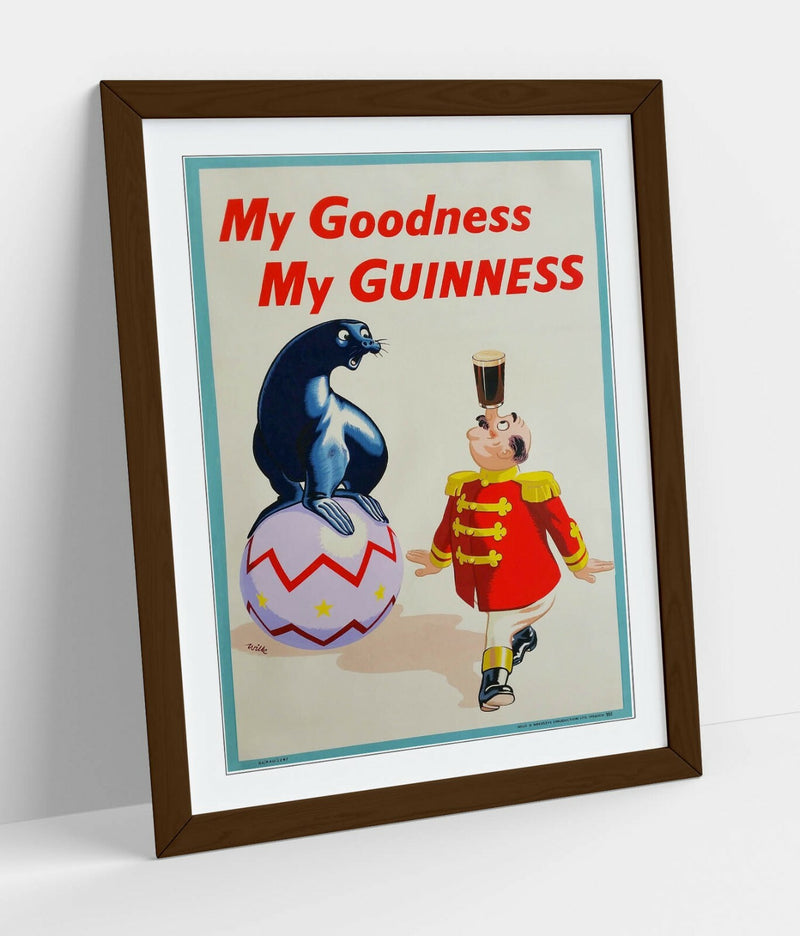 Vintage Guinness Poster - Framed Wall Art Picture Print With Woodgrain Frame