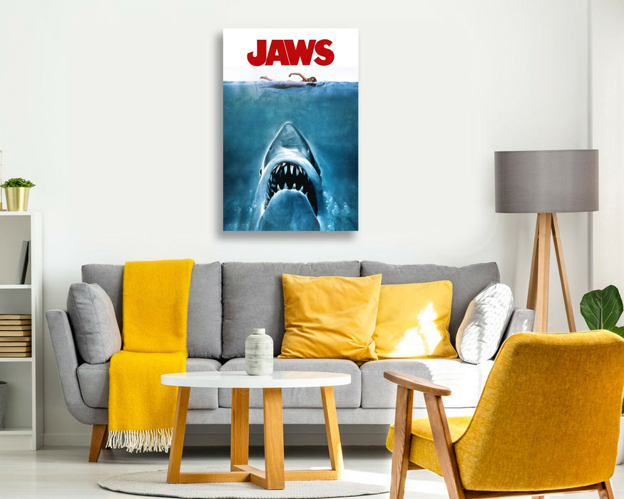 Vintage Movie Poster | JAWS Movie Canvas Wall Art Print - Ready To Hang
