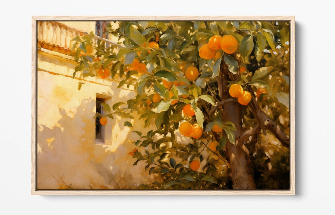 Impressionist Canvas Art – Orange Tree Artwork with Float Frame Canvas Print