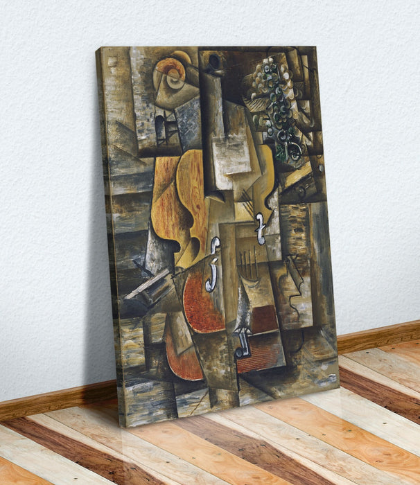 Picasso Canvas Art - Violin Canvas Print With Grapes Artwork | Handmade, Ready To Hang