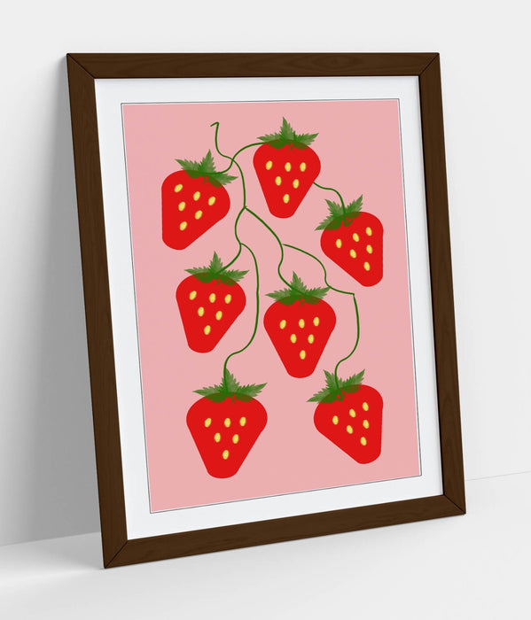 STRAWBERRIES TRENDY MINIMALIST KITCHEN -FRAMED WALL ART PICTURE PRINT ARTWORK