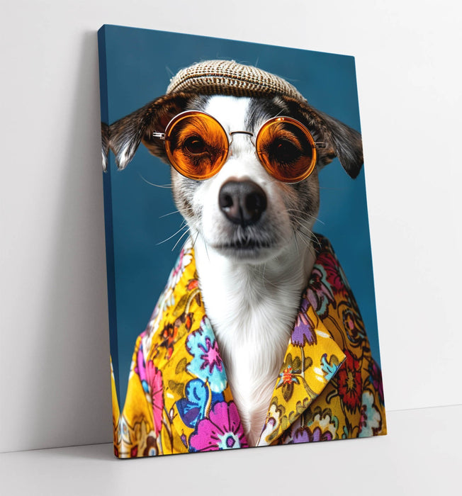 Jack Russell Canvas Art - Funky Dog Poster | Handmade Canvas Print UK Made