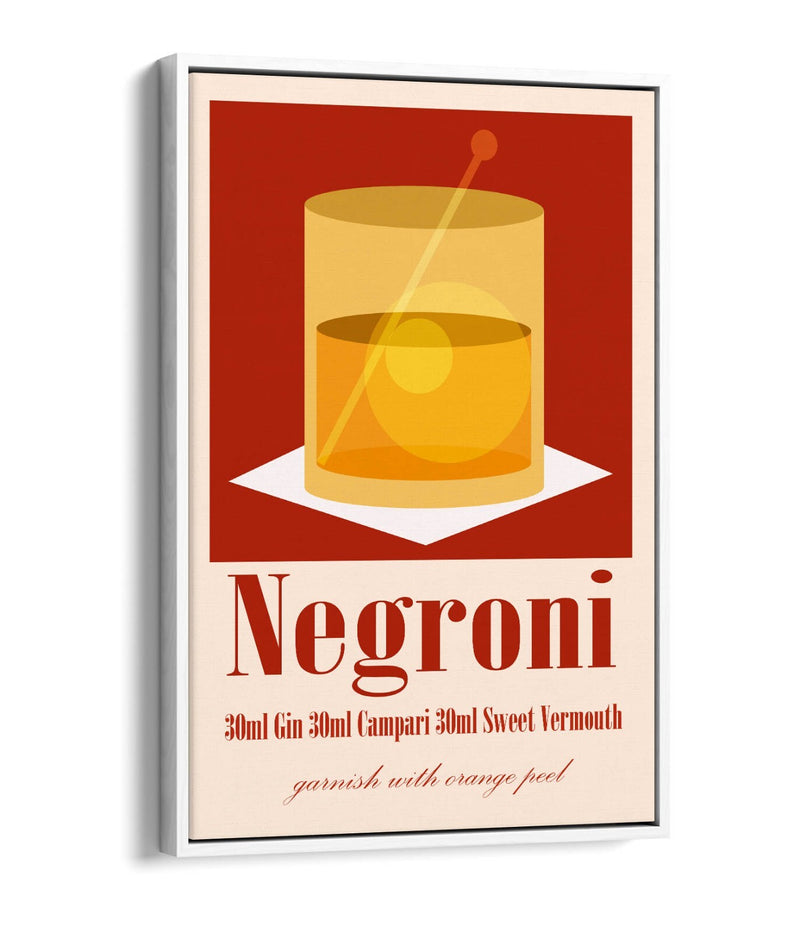 Negroni Cocktail Poster - Modern Canvas Wall Art | Float Effect, Vibrant Color Print