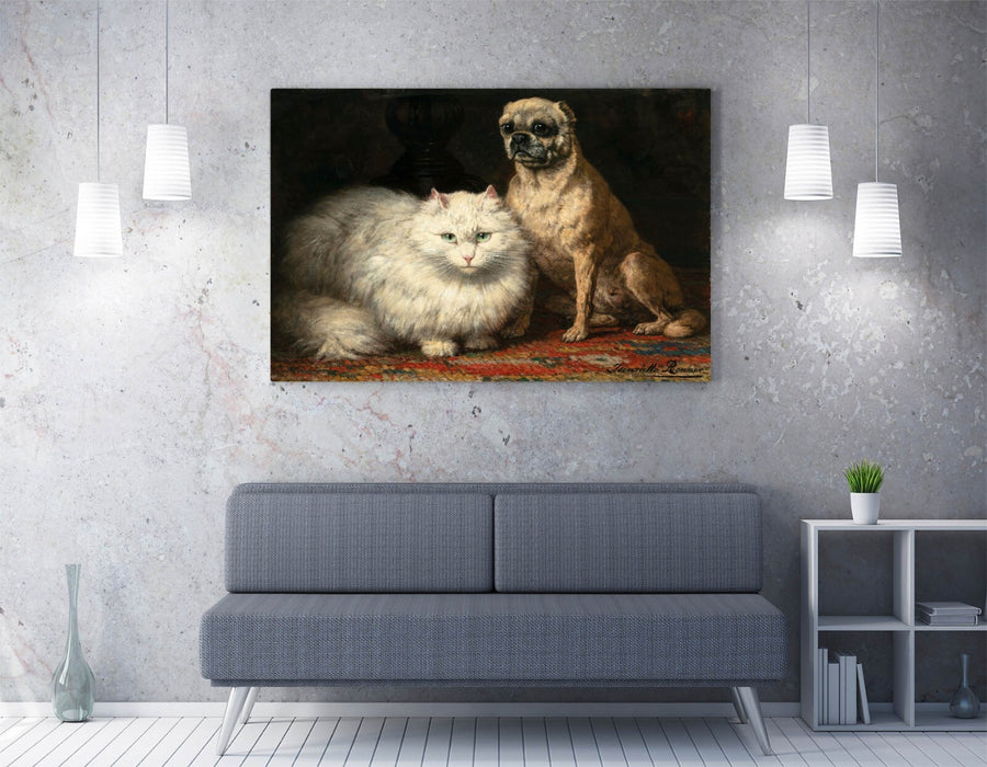 Canvas Wall Art - Henriette Ronner Knip Two Friends Painting Print | Premium Ready To Hang Canvas