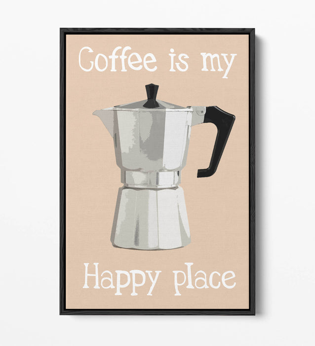 Moka Pot Coffee Poster – Handmade Kitchen Decor Print | Float Effect Canvas Wall Art