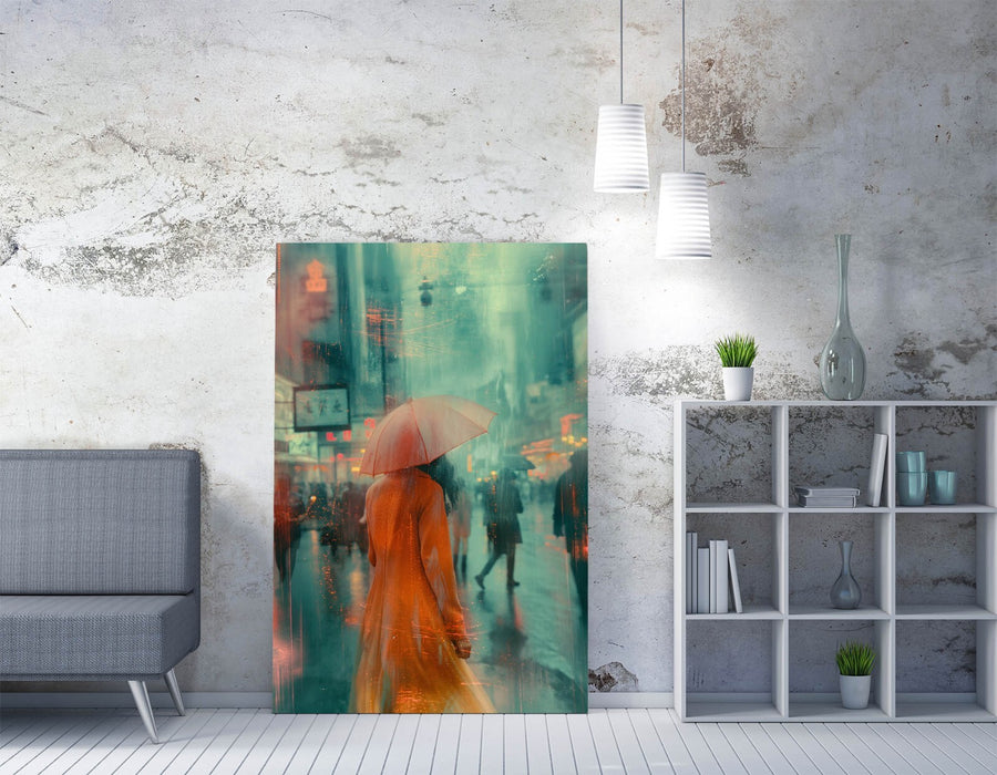 Canvas Wall Art - Woman With Umbrella Urban Art Decor | Premium Handmade Print