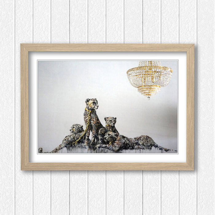 Banksy Framed Art Poster – Urban Street Art Print With Woodgrain Frame Design