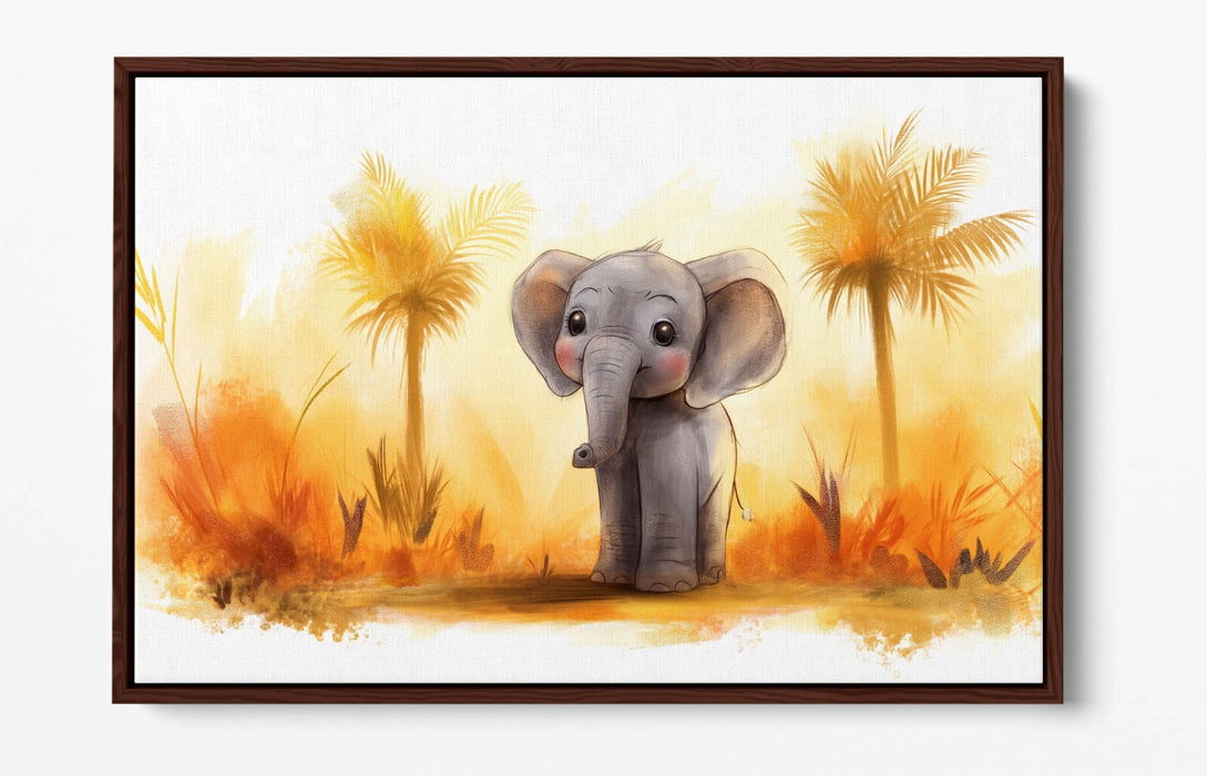 Cartoon Elephant Canvas - Safari Wall Art | Handmade Float Effect Print