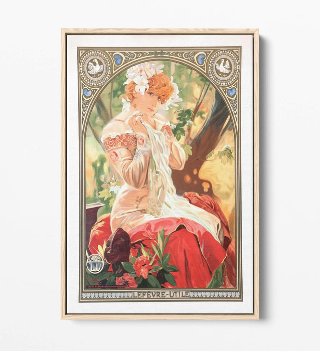 Canvas Wall Art - Alphonse Mucha Sarah Bernhardt Float Effect Print on Custom MDF Frame
