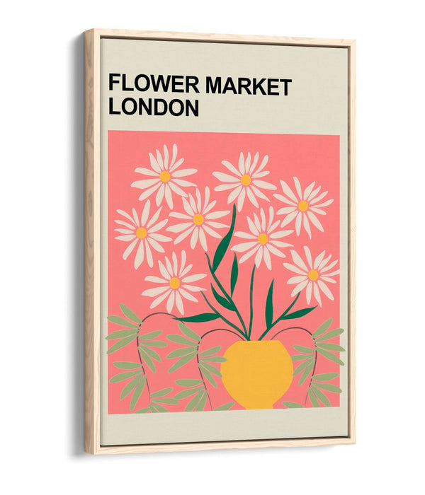 Floral Canvas Art – Flower Market Print | Contemporary Float Effect Canvas Wall Decor