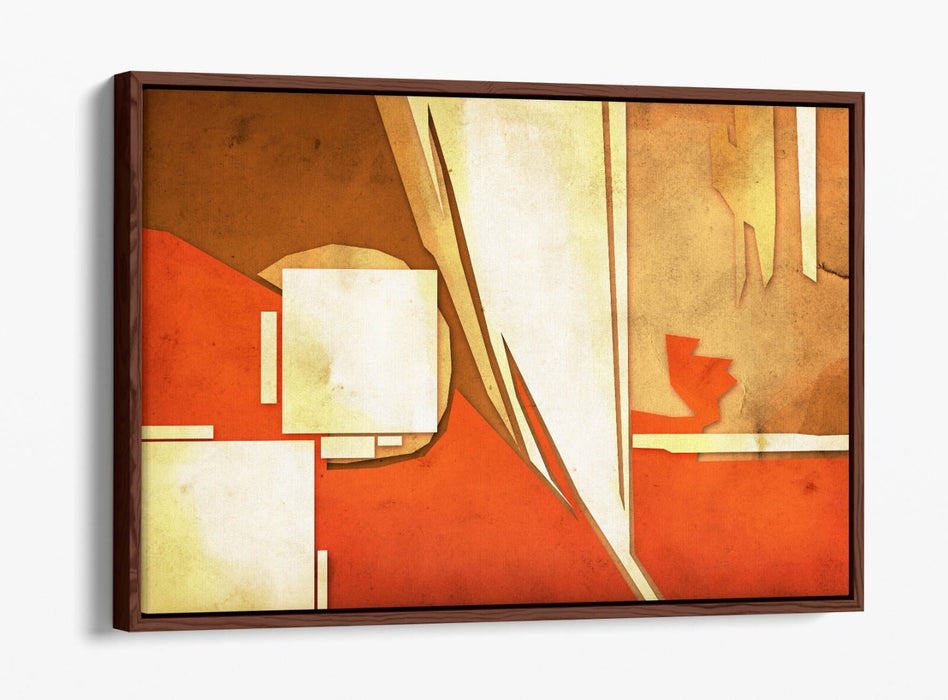 Canvas Wall Art – Orange Brown Abstract Print with Float Effect Frame