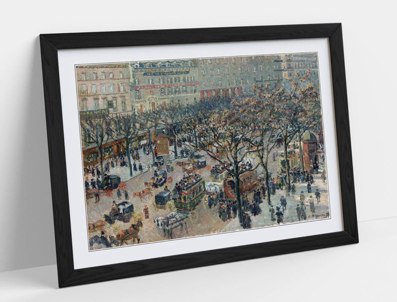 Framed Art Poster - 'Camille Pissarro, Boulevard of the Italians' Print With Woodgrain Frame