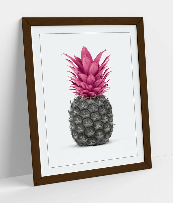 Framed Poster Wall Art - Pink Pineapple Black and White Decorative Print