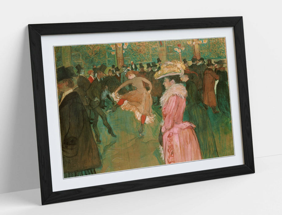 Framed Art Poster - Moulin Rouge Artwork With Woodgrain Frame Finish - Pink Wall Decor