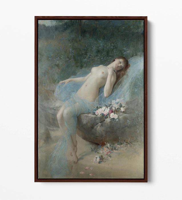 Canvas Wall Art Print - Reclining Nude Float Effect on Premium MDF Frame