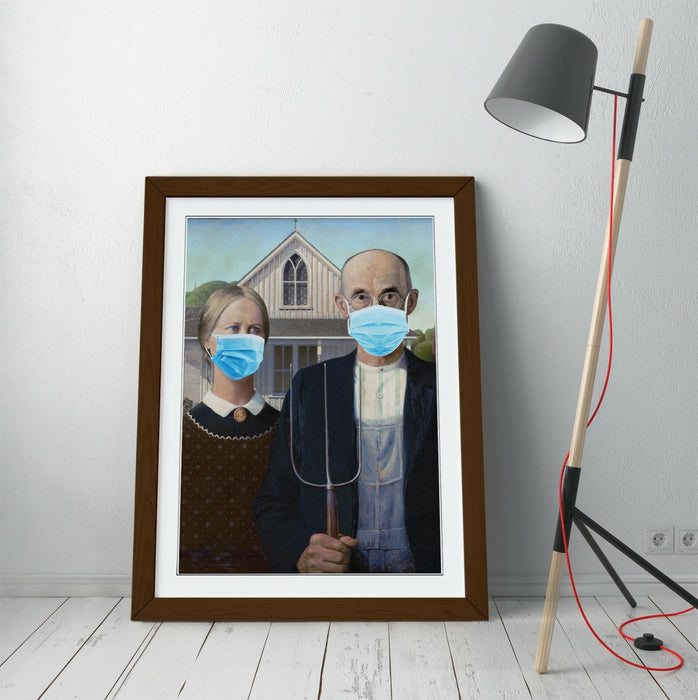 Banksy Framed Poster - American Gothic Wall Art Print, Handmade Matte Finish Art