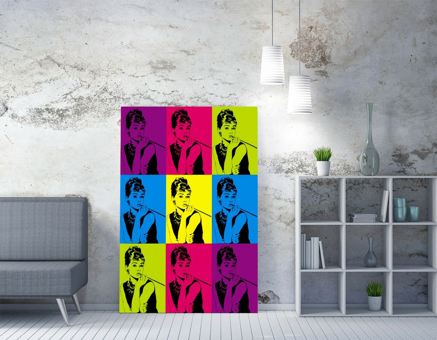 AUDREY HEPBURN COLOURFUL POP ART -CANVAS WALL ART PRINT ARTWORK FRAMED