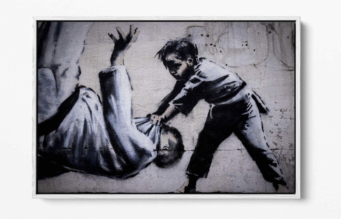 Float Effect Canvas Art – Banksy Ukraine Judoka Putin Boy Wall Print with Premium Frame
