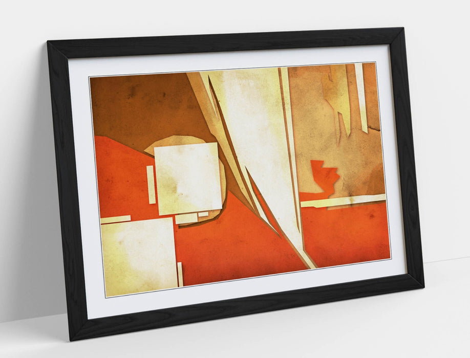 Abstract Bedroom Decor - Framed Art Poster with Orange Brown Artwork | Modern Print
