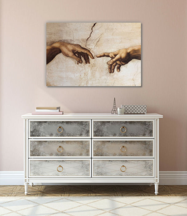Michaelangelo Canvas Art - Creation of Adam Print | 30mm Deep Framed Wall Art