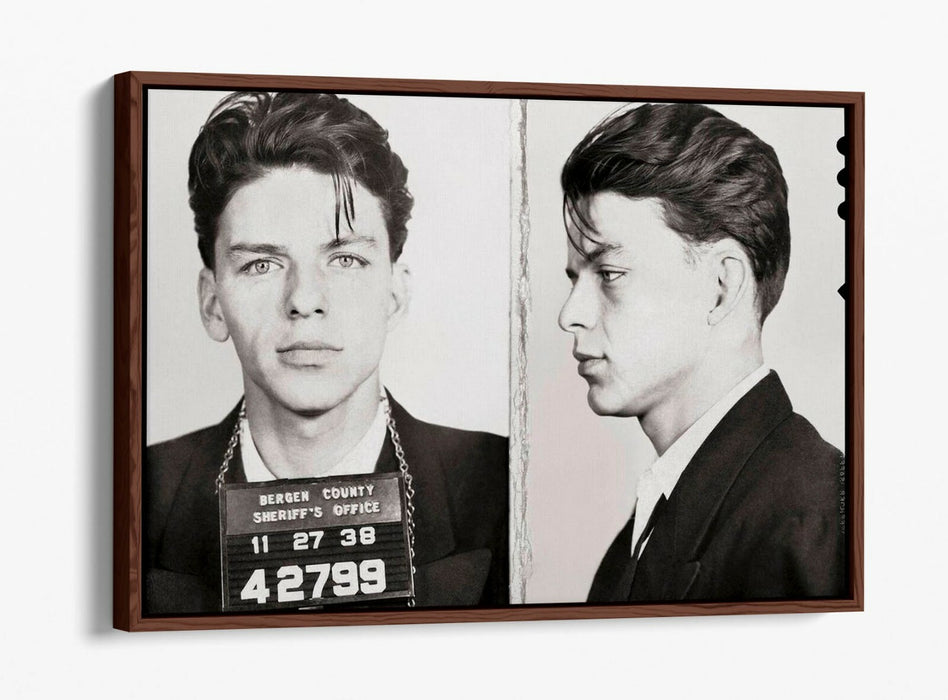 FRANK SINATRA MUGSHOT 2 -FLOAT EFFECT CANVAS WALL ART PIC PRINT- BLACK & WHITE
