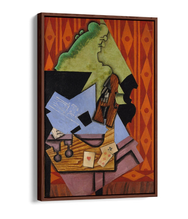 JUAN GRIS, VIOLIN AND PLAYING CARDS -FLOAT EFFECT CANVAS WALL ART PRINT