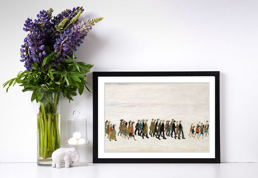 A Procession of People FRAMED WALL ART PRINT PAINTING Artwork LS Lowry Style