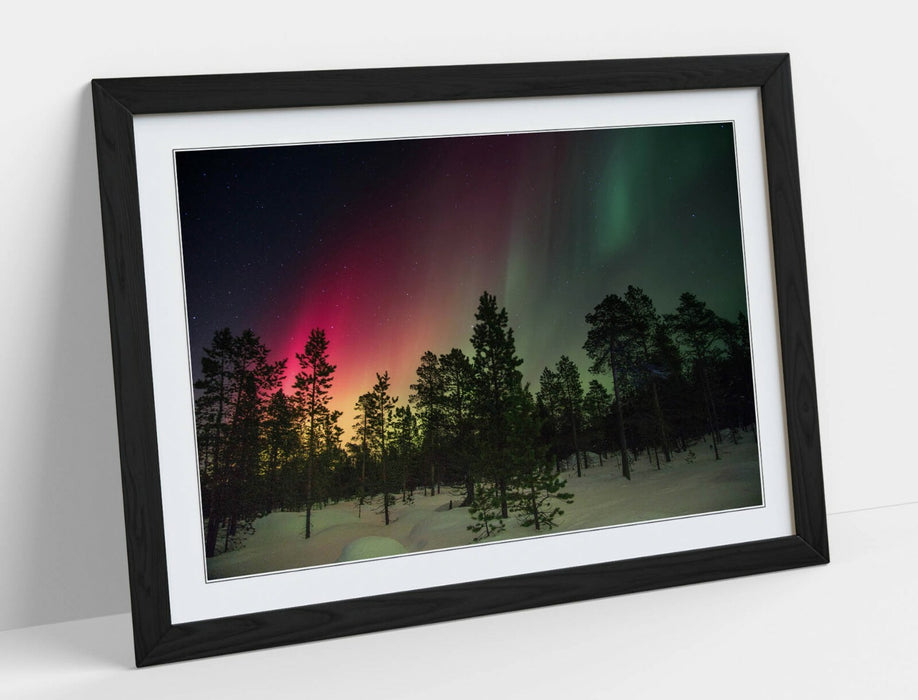 Framed Poster Wall Art - Pink Green Yellow Poster Print With Faux Wood Frame