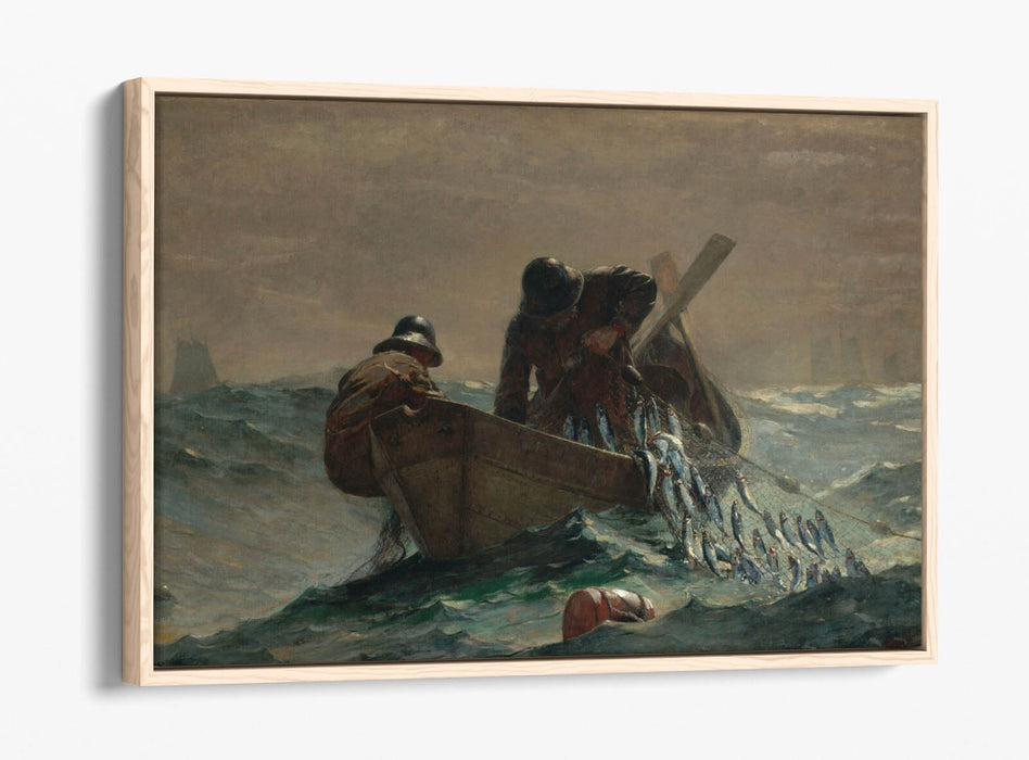 WINSLOW HOMER, THE HERRING NET -FLOAT EFFECT CANVAS WALL ART PRINT