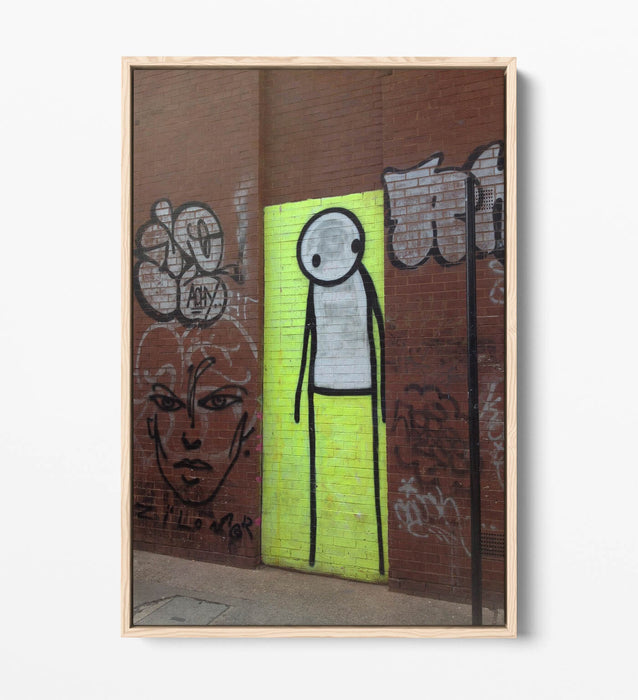 Canvas Art Print - Yellow Graffiti Wall Art With Float Effect & MDF Frame