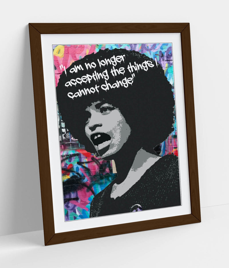 Framed Poster Art – Angela Davis Quote Graffiti Activist Print with Handmade UK Frame