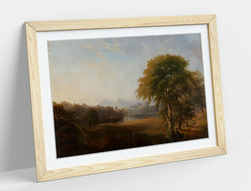 Framed Wall Art - Robert S Duncanson Landscape Picture Print With Woodgrain Frame