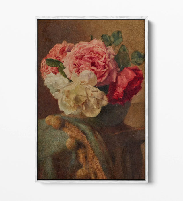 Float Effect Canvas Art - William John Wainwright Roses Floral Print on Premium Frame