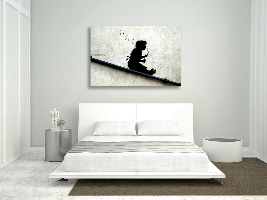 BANKSY CANVAS STREET WALL ART PRINT ARTWORK - SLIDE