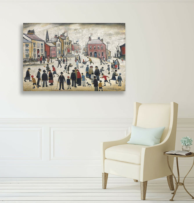 People Standing About CANVAS WALL ART PRINT ARTWORK PAINTING LS Lowry style