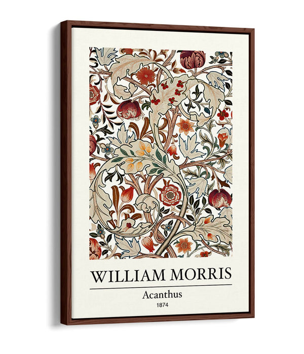 Float Effect Canvas Art – William Morris Floral Wall Decor With 30mm Deep Frame