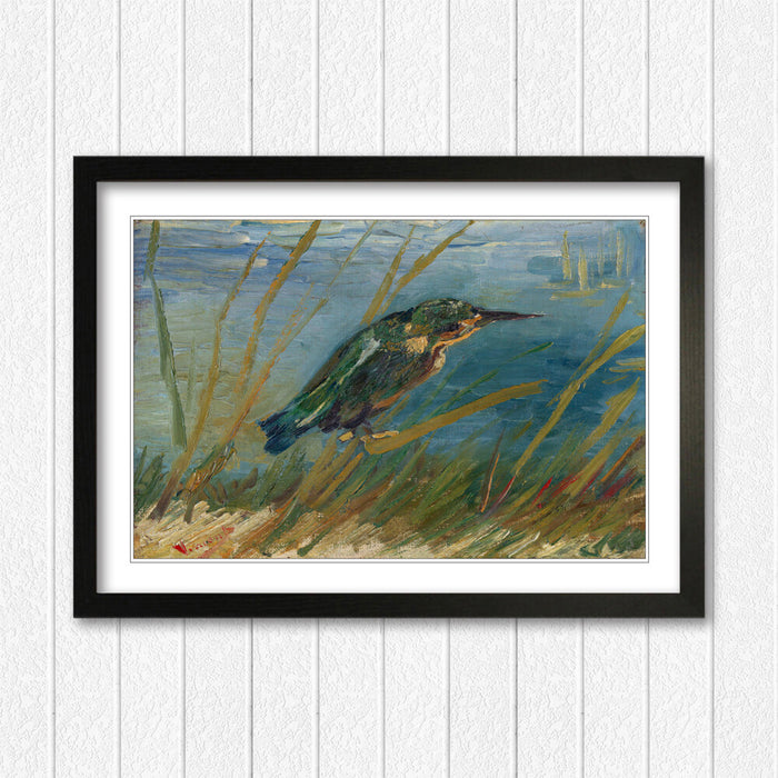 Van Gogh Framed Wall Art – Kingfisher Bird Print on Matte Paper Poster