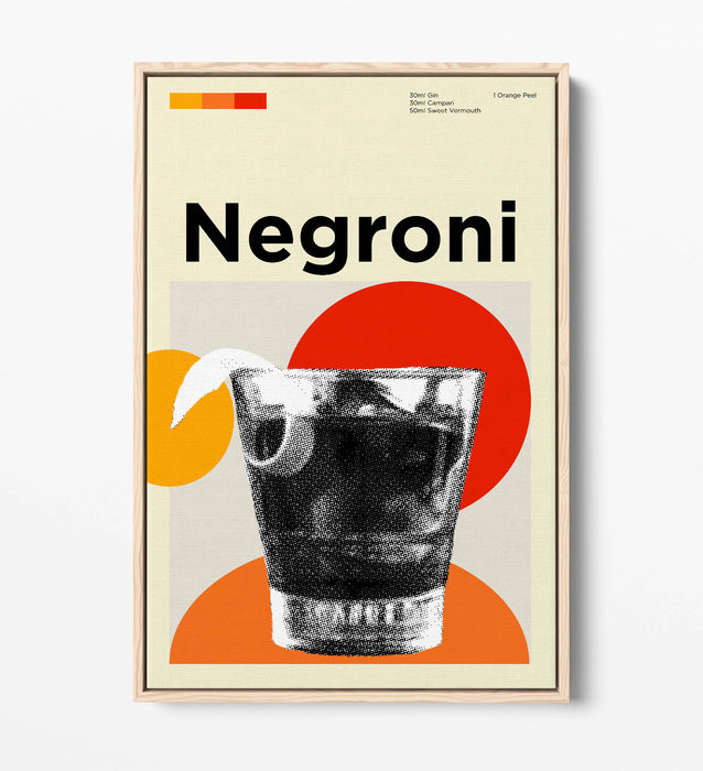 Negroni Cocktail Poster - Vibrant Canvas Wall Art | Funky Home Decor Print